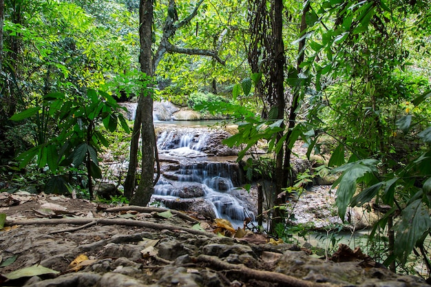 Erawan waterfalls in thailand