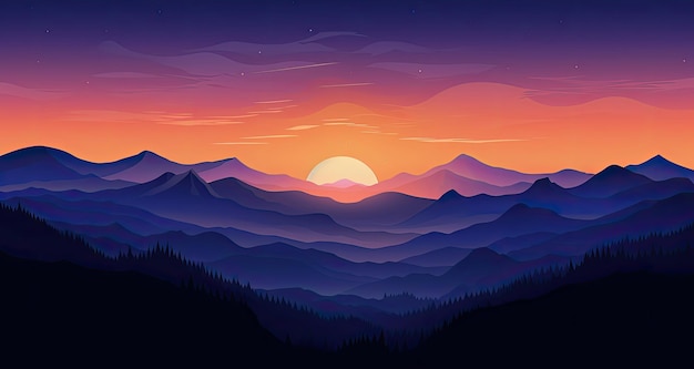 Photo erene sunrise over mountain range
