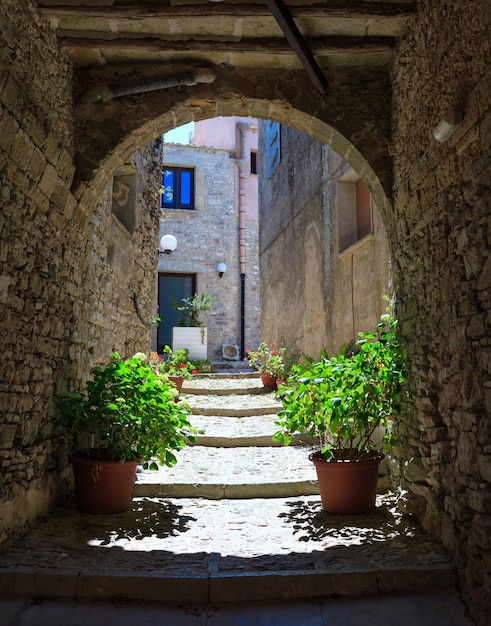 Erice street Sicily Italy