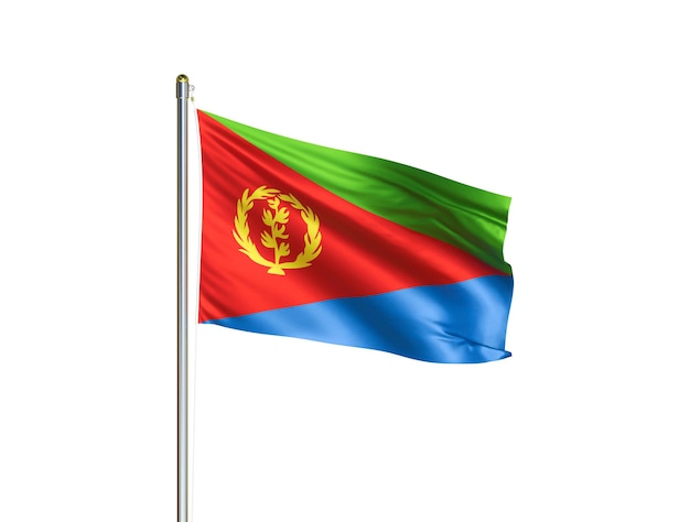 Eritrea nationale vlag zwaaien in geïsoleerde witte achtergrond eritrea vlag 3d illustratie