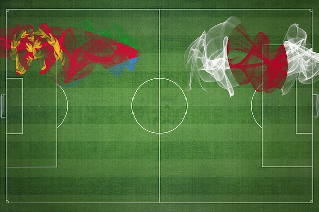 Eritrea vs Japan Soccer Match national colors national flags soccer field football game Competition concept Copy space