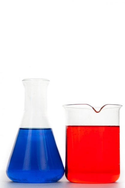 Erlenmeyer next to a beaker