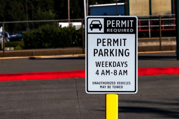 Photo ermit parking street sign with a car symbol