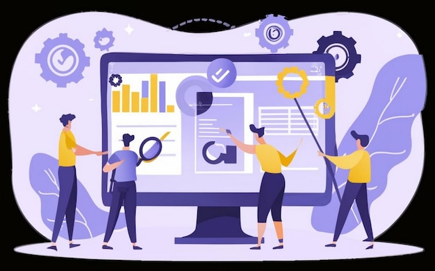 ERP-concept voor het plannen van bedrijfsbronnen productiviteit en verbetering van het bedrijf Illustratie website