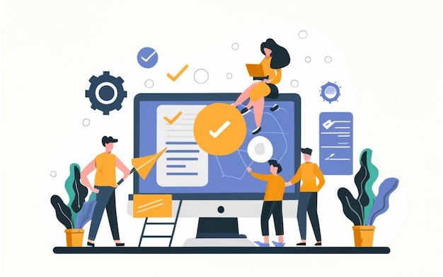 ERP-concept voor het plannen van bedrijfsbronnen productiviteit en verbetering van het bedrijf Illustratie website