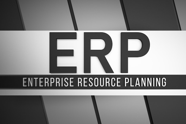 ERP Enterprise Resource Planning Organizational strategy for the integration of production and operations 3D render