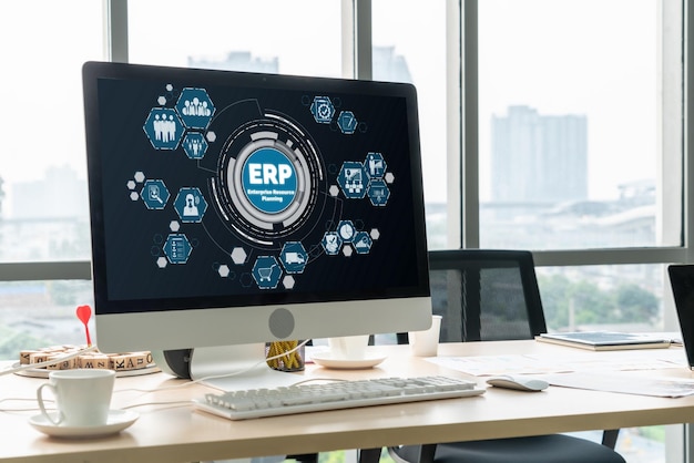 Foto erp enterprise resource planning-software voor moderne bedrijven