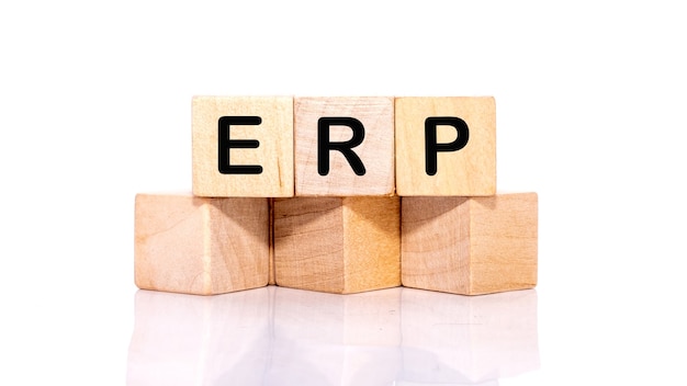 ERP text lettering on cubes isolated.