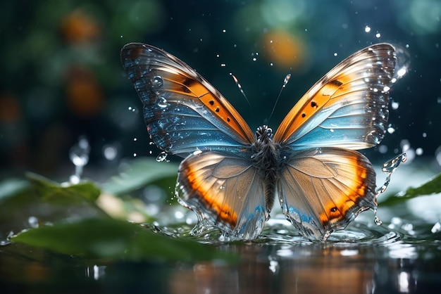 Ervaar de magie van water veranderd in vlinders met dit betoverende kunstwerk
