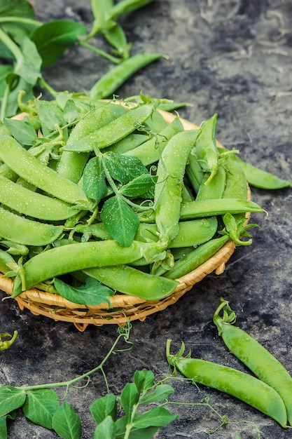 Erwten groen. selectieve aandacht. eten en drinken.