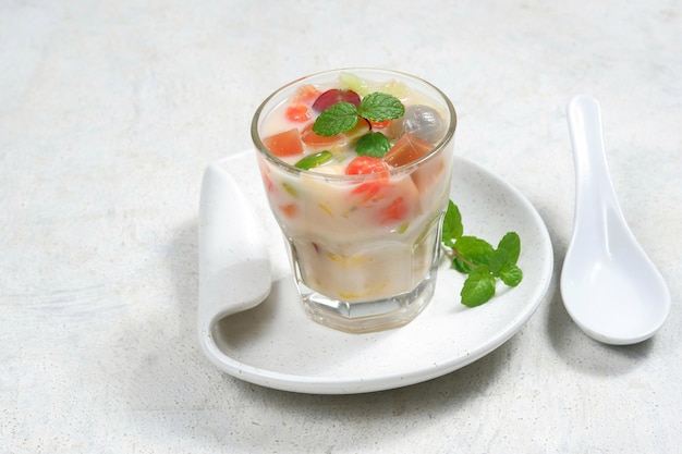 es buah or sopbuahis an Indonesian iced fruit cocktail dessert