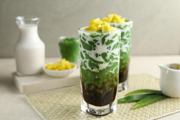 Es cendol nangka or jackfruits is Indonesia traditional iced dessert