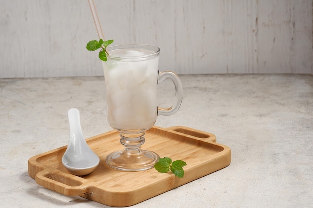 es kelapa muda or young coconut ice Indonesian popular drink