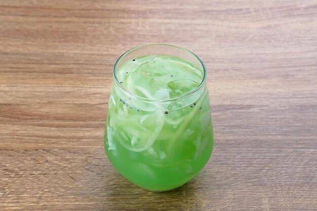 Es Kuwut traditional Balinese fruit cocktail made from young coconut melon basil seed syrup