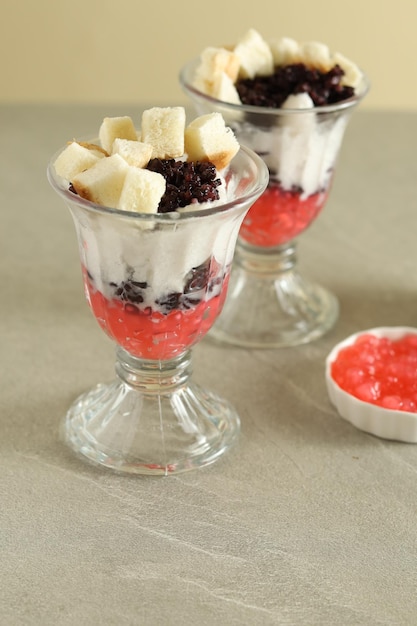 Es Podeng, Traditional dessert of coconut ice cream sundae, popular in Jakarta.