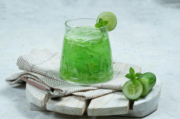 es timun serut indonesian fresh drink made from cucumber and basil seed