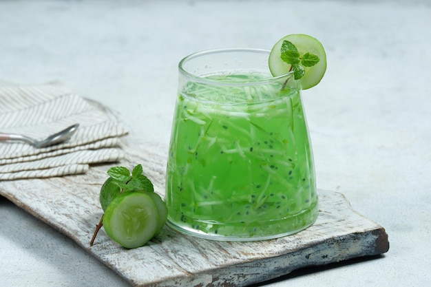 es timun serut indonesian fresh drink made from cucumber and basil seed