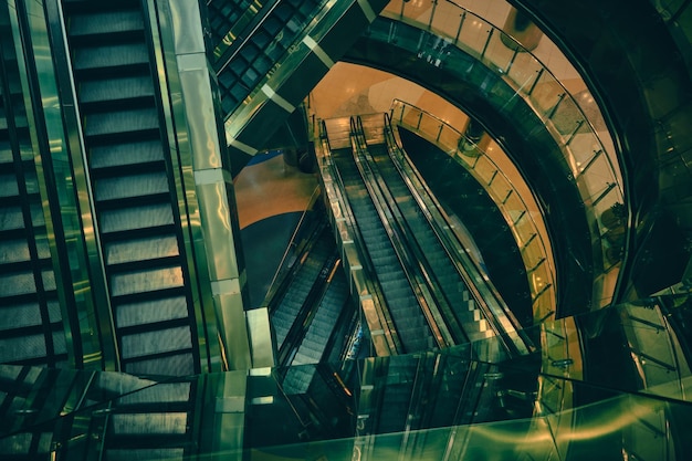 Escalator equipment inside the mall