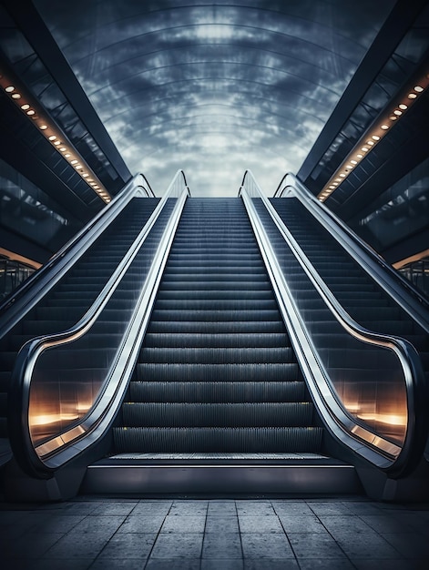 Escalator located on a cloudy and overcast day Generative Ai