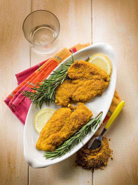 Escalope with curry spice