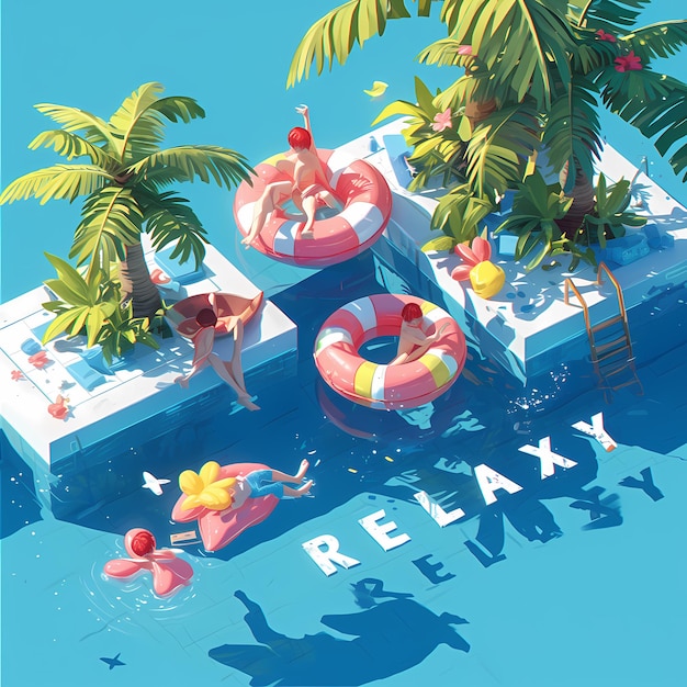 사진 escape to paradise infinite relaxation pool illustration