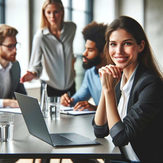 Foto scena di riunione in ufficio in gruppo