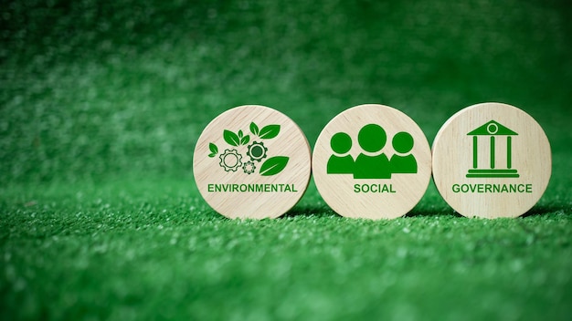 Photo esg concept for environment society and governance in sustainable business responsible environmental