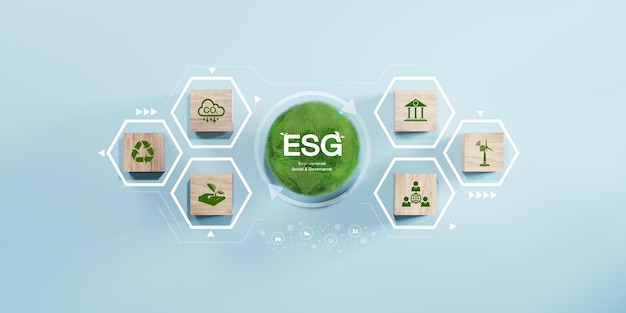 ESG 環境社会ガバナンスコンセプト 持続可能な環境のためのビジネス協力 世界