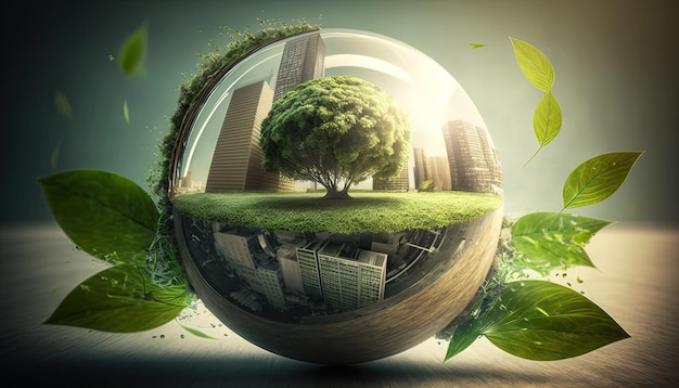 ESG 그린 에너지 지속 가능한 산업 환경 사회 및 기업 지배 구조 개념 생성 AI