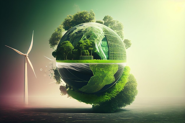 ESG Зеленая энергетика и устойчивая промышленность с экологическим, социальным и корпоративным управлением