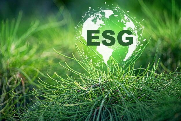 ESG icon concept on tcrystal globe for environmental