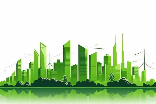 緑豊かな都市スカイラインを備えた ESG 持続可能性コンセプト