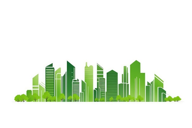 緑豊かな都市スカイラインを備えた ESG 持続可能性コンセプト
