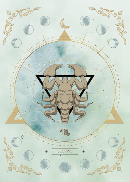 Photo esoteric composition for zodiac and astrology with zodiac sign