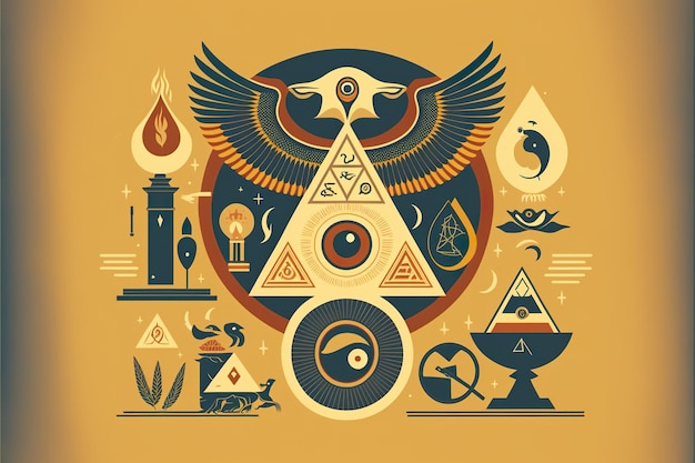 Esotericism emblem flat illustration