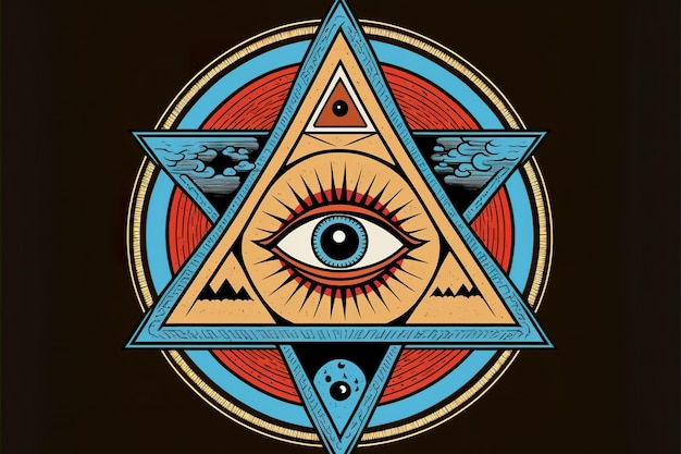 Esotericism emblem flat illustration