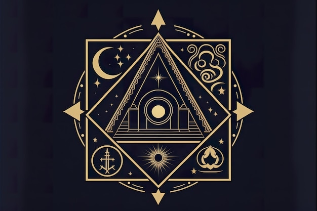 Esotericism emblem flat illustration