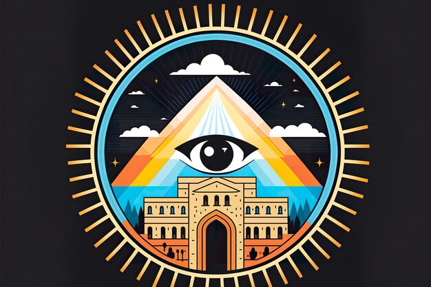 Esotericism emblem flat illustration