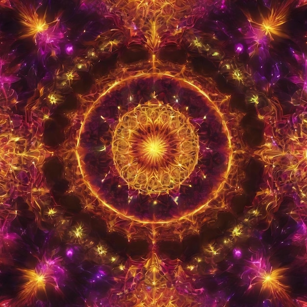 Photo esoteruc magic neon glowing geometric mandala fantasy fractal abstract background