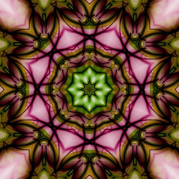 Esoteruc 魔法のネオン輝く幾何学的なマンダラ ファンタジー フラクタル抽象的な背景