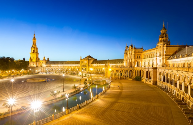 Espana Plaza in Sevilla Spain at dusk