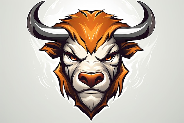 Esport logo met stier hoofd en stier icoon sticker kunst illustratie