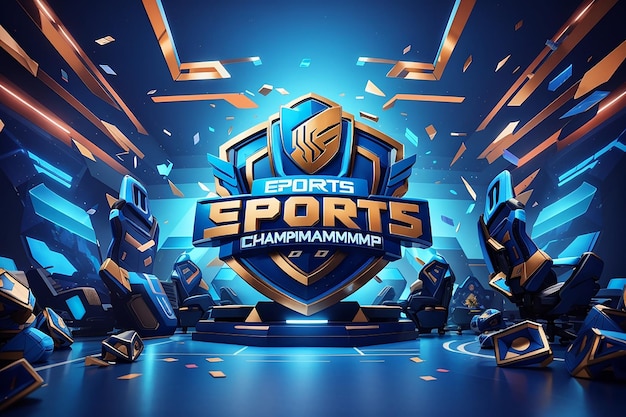 Photo esports championship blue background 3d illustration