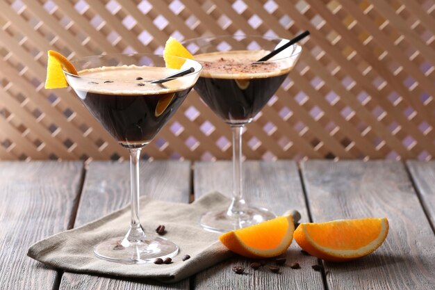 Espresso cocktail served on table