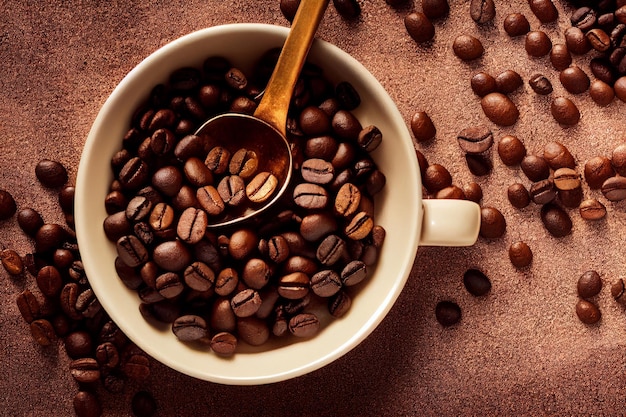 Espresso and coffee beans coffee board with coffee beans on\
dark textured background espresso coffee cup with beans on vintage\
table