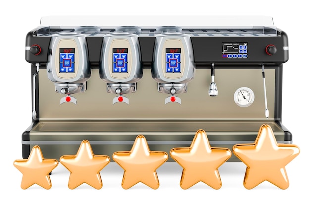 Espresso coffee machine professional with five golden stars 3d rendering