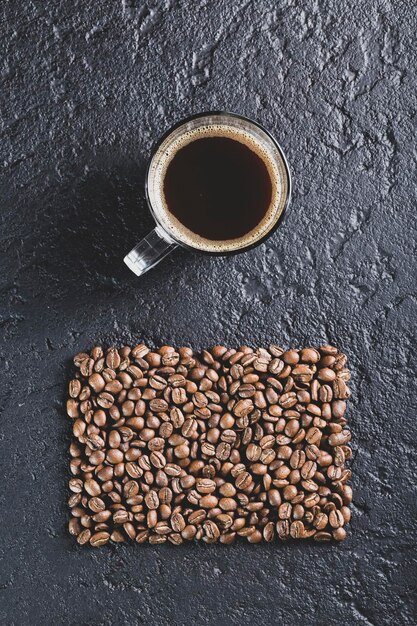 Espresso cup on black background Colombian coffee