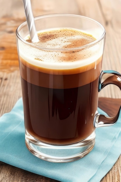 Espresso in glass on table