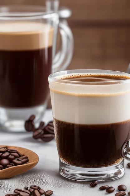 Espresso in glass on table