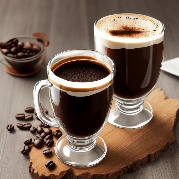 Espresso in glass on table